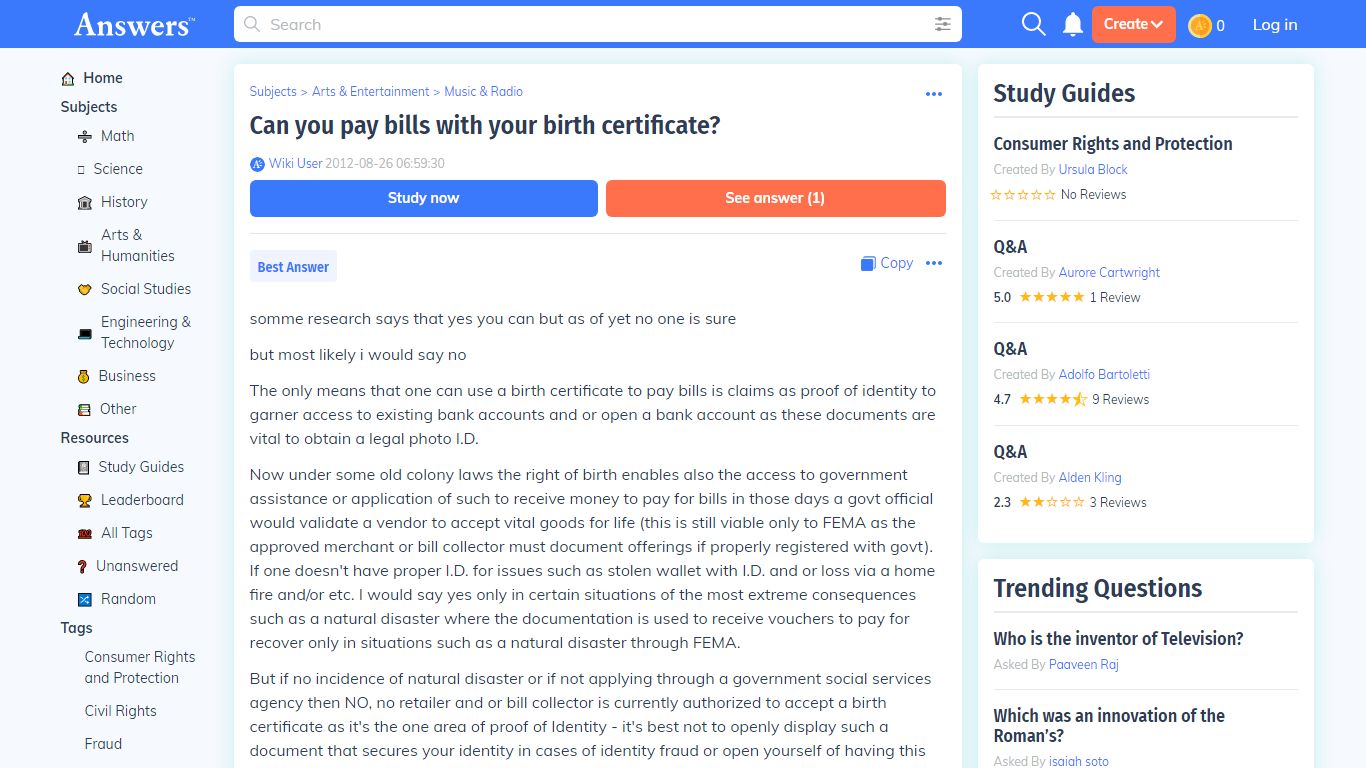 Can you pay bills with your birth certificate? - Answers