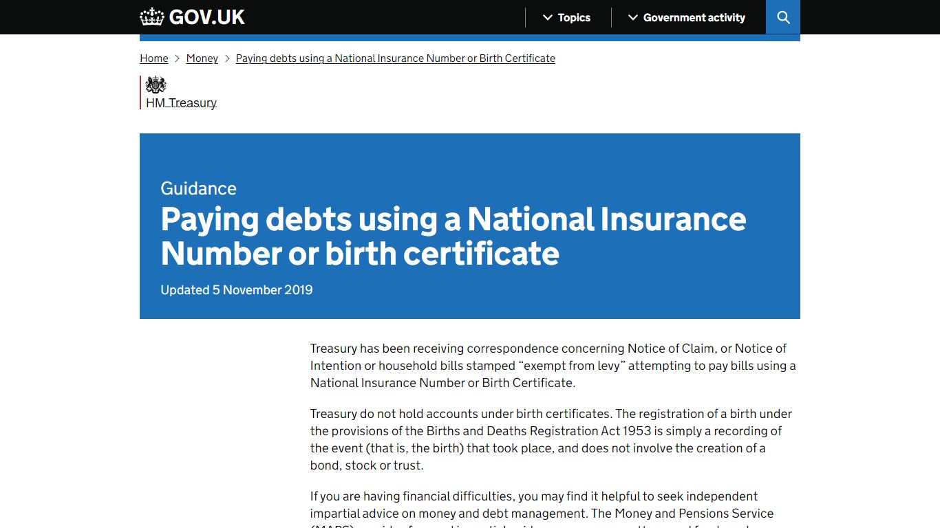 Paying debts using a National Insurance Number or birth certificate ...